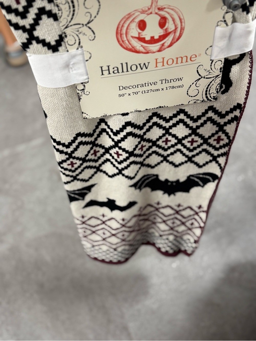 Black & Cream Decorative Halloween Throw